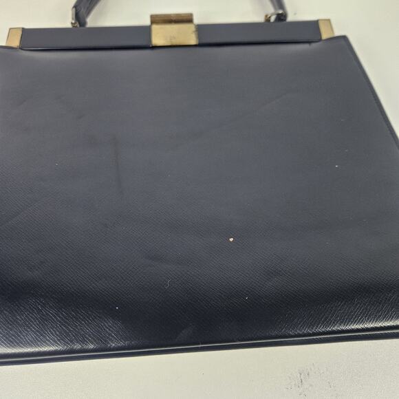 1950s Theodor California Blue Patent Leather Top Handle Handbag Clutch Retro - Picture 11 of 13